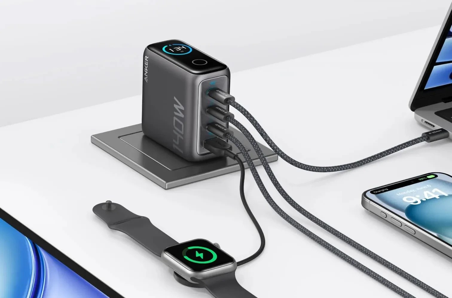 شارژر انکر Anker Charger (140W, 4-Port, PD 3.1) with USB-C Cable